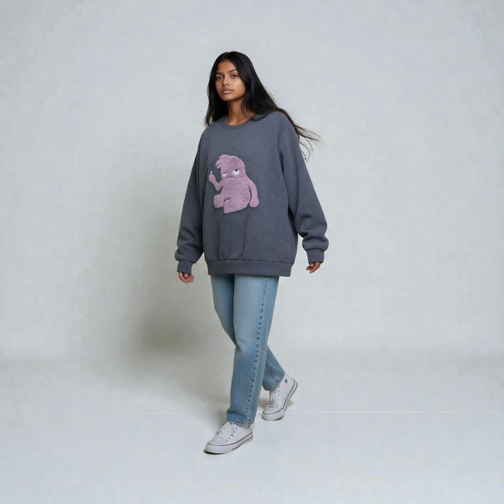Toad - Lilac on Grey Crewneck