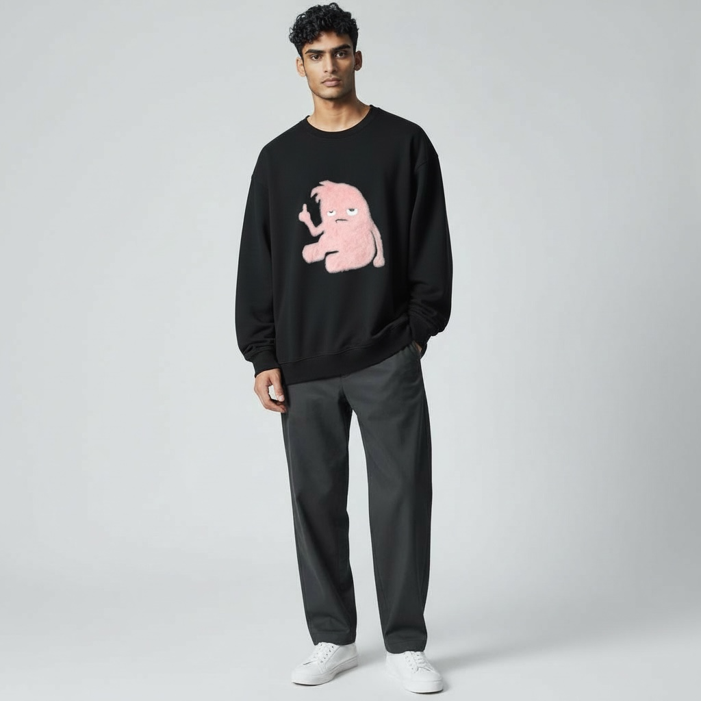 Toad - Pink on Black Crewneck